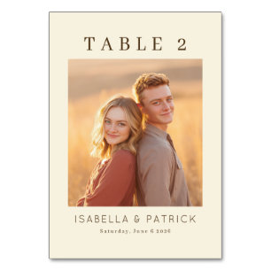 Warm Beige Elegant Photo Table Number