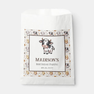 Warm Beige Farm Cow Kids Birthday Favor Design Favour Bags