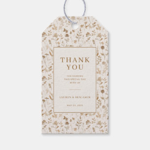 Warm Beige Floral Thank You Tag