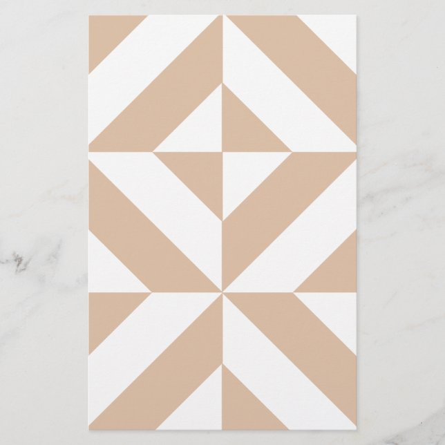 Warm Beige Geometric Deco Cube Pattern (Front)