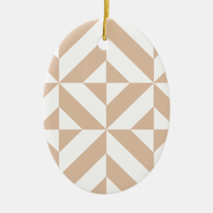 Warm Beige Geometric Deco Cube Pattern Ceramic Tree Decoration