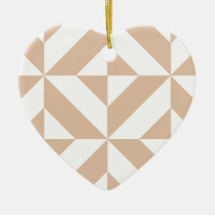 Warm Beige Geometric Deco Cube Pattern Ceramic Tree Decoration