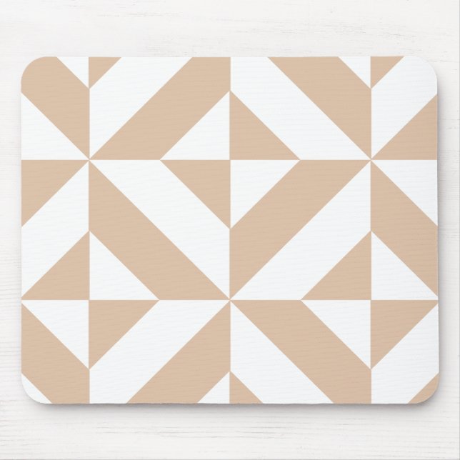 Warm Beige Geometric Deco Cube Pattern Mouse Pad (Front)