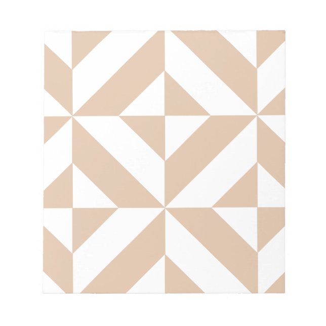 Warm Beige Geometric Deco Cube Pattern Notepad (Front)