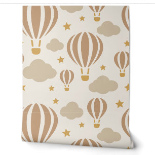 Warm Beige Hot Air Balloon Nursery Wallpaper
