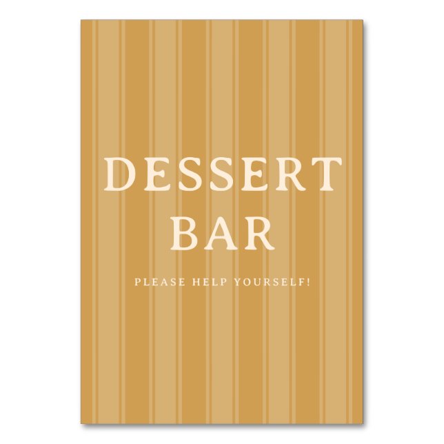 Warm Beige Minimalist Dessert Bar Sign Table Number (Front)