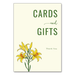 Warm Beige Minimalist Lily Illustration Table Number