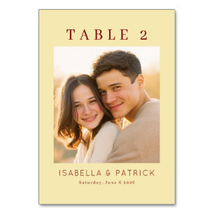 Warm Beige Minimalist Photo Table Number