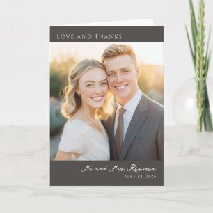 Warm Beige Minimalist Photo Thank You Card