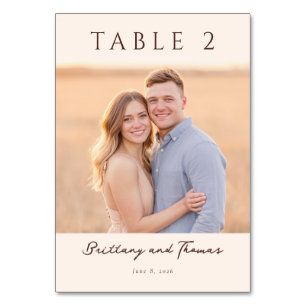 Warm Beige Photo Table Number