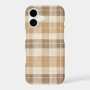 Warm Beige Plaid Linen Texture with Weaves