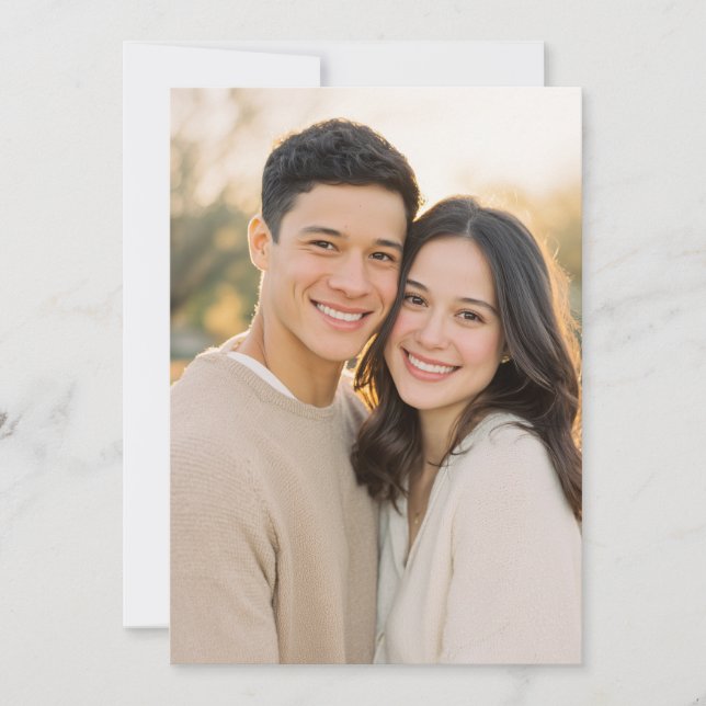 Warm Beige Romantic Photo Invitation (Front)