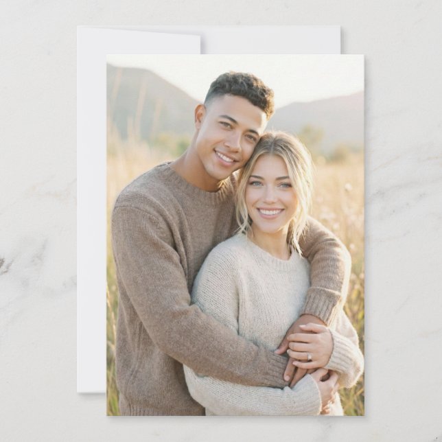 Warm Beige Romantic Photo Invitation (Front)
