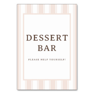 Warm Beige Serif Dessert Bar Sign Table Number