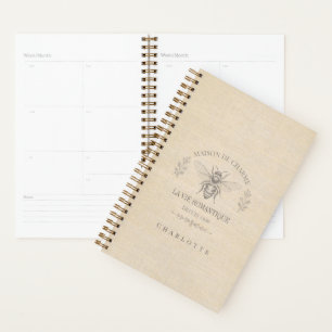 Warm Beige Vintage French Country Engraving Bee Planner