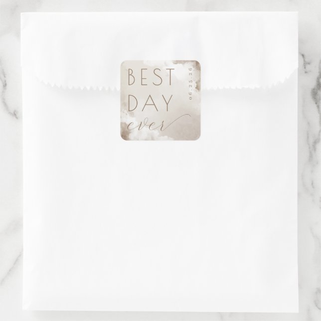 Warm Beige Watercolor Wedding Sticker (Bag)