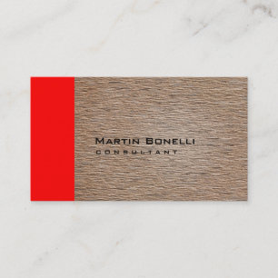 Warm Beige Wood Effect Red Stripe Business Card