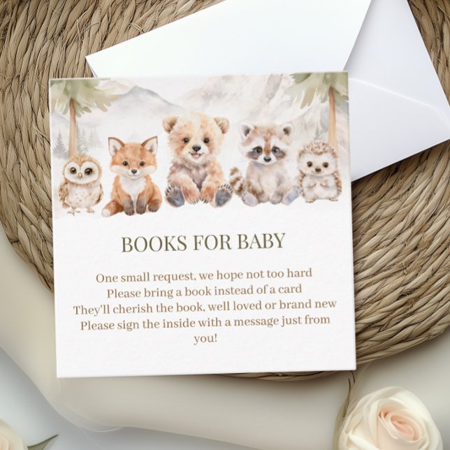 Warm Beige Woodland Books for Baby Shower Card (Creator Uploaded)