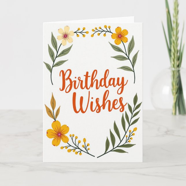 Warm Birthday Botanical Card (Front)