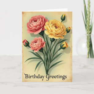 Warm Birthday Vintage Flower Card