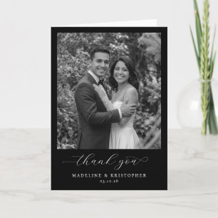 Warm Black and White Formal Photo Thank You Card