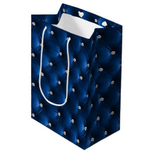 Warm Blue Chic Faux Velvet Medium Gift Bag