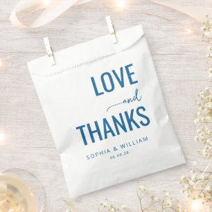 Warm Blue Typographic Gratitude Favour Bags
