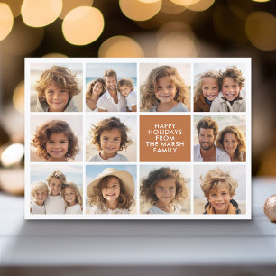 Warm Boho Colour Retro Stripes - 11 Photo Holiday Card