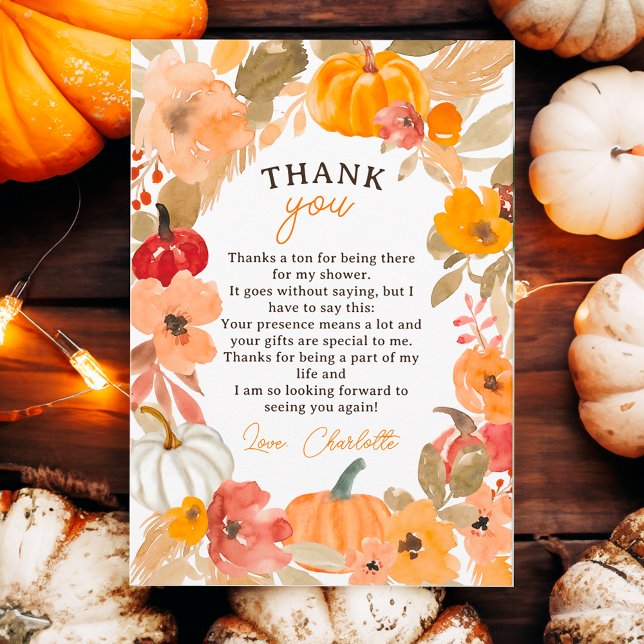 Warm Boho Little pumpkin fall baby shower Thank You Card (Warm Boho Little pumpkin fall baby shower Thank You Card)