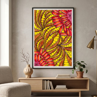 Warm Boho Organic Abstract Maximalist Poster