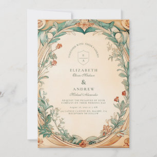 Warm Botanical Frame wedding Invitation