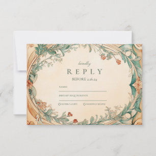 Warm Botanical Frame wedding RSVP Card