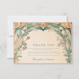 Warm Botanical Frame wedding Thank You Card
