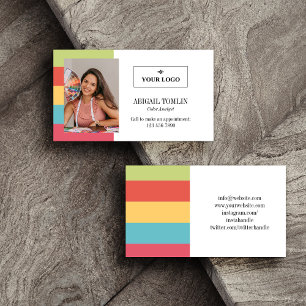 Warm Bright Colours Logo Personal Photo Business Card