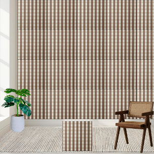 Warm Brown and White Checkered Gingham Pattern Tile