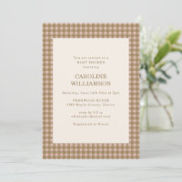Warm Brown Dusty Rose Gingham Baby Shower