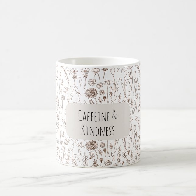 Warm brown floral pattern mug (Center)