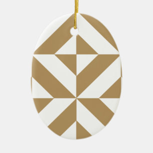 Warm Brown Geometric Deco Cube Pattern Ceramic Tree Decoration