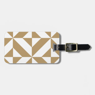 Warm Brown Geometric Deco Cube Pattern Luggage Tag