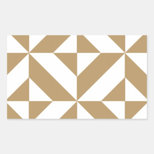 Warm Brown Geometric Deco Cube Pattern Rectangular Sticker