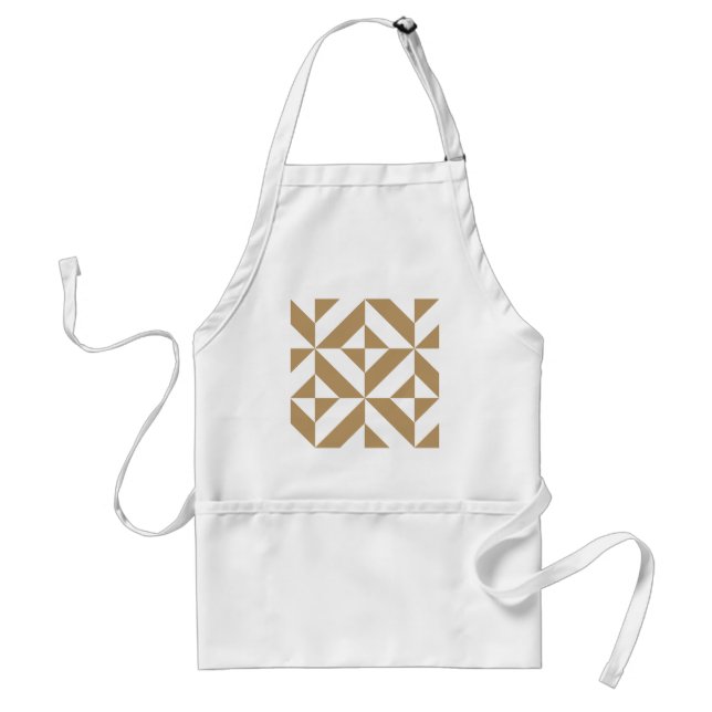 Warm Brown Geometric Deco Cube Pattern Standard Apron (Front)