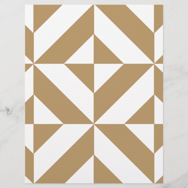 Warm Brown Geometric Deco Cube Scrapbook Paper (Front)