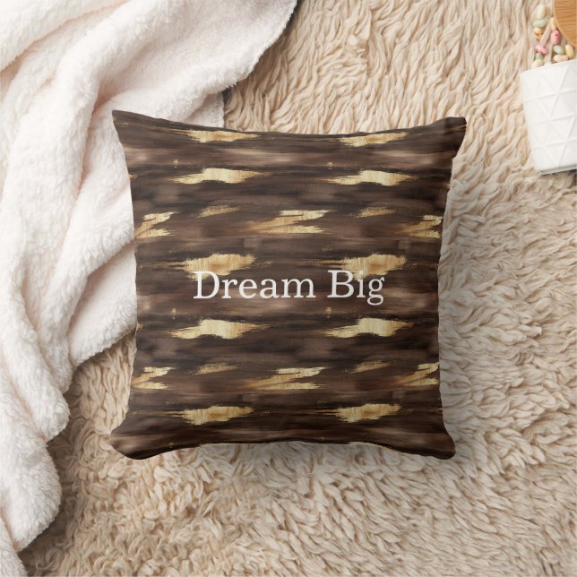 Warm Brown Gold Abstract Streaks Cushion (Blanket)