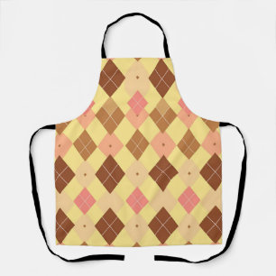 Warm Brown Pink Argyle Pattern Apron