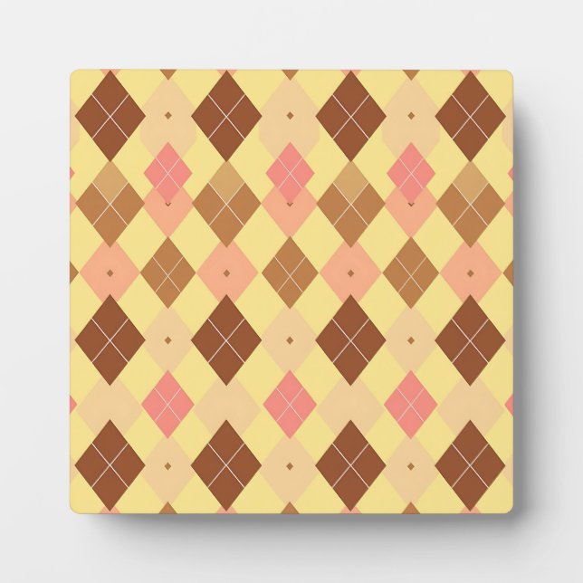 Warm Brown Pink Argyle Pattern Plaque (Front)