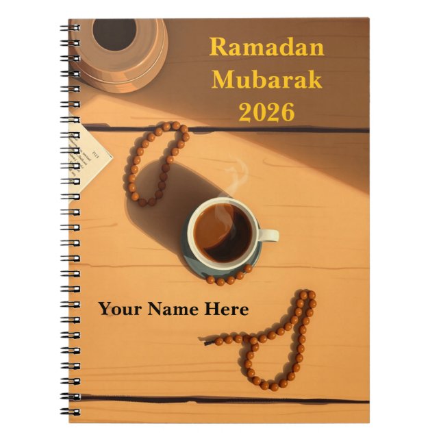 Warm Brown Tasbih Desk Scene Notebook (Front)