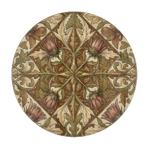Warm Brown Thistle Floral Pattern Victorian Cutting Board