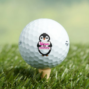 Warm by nature: Adorable Penguin with Playful Text Golf Balls