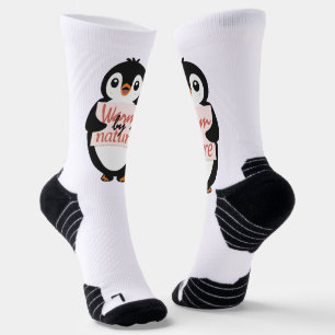 Warm by nature: Adorable Penguin with Playful Text Socks