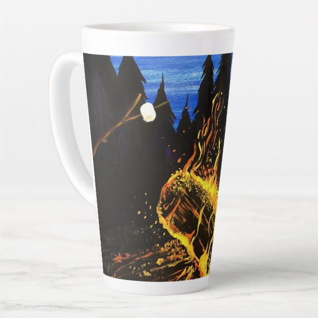 Warm Campfire Sunset Wilderness Scene for Cosy Latte Mug (Left Angle)